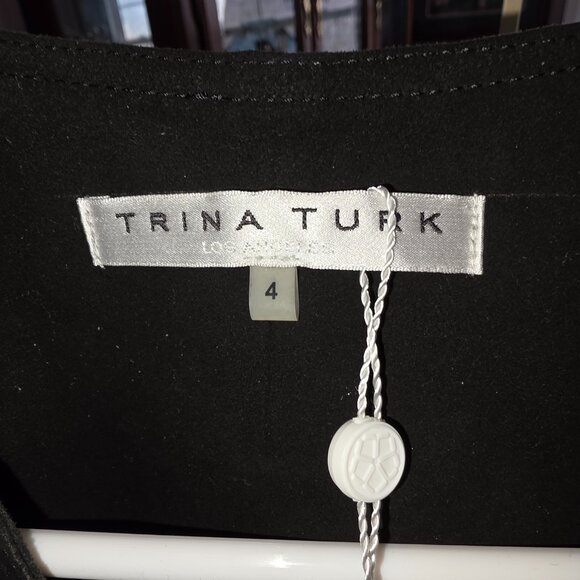Trina Turk Black Goat Leather Zip Front Sheath Dress Size 4 NWT - Picture 6 of 8
